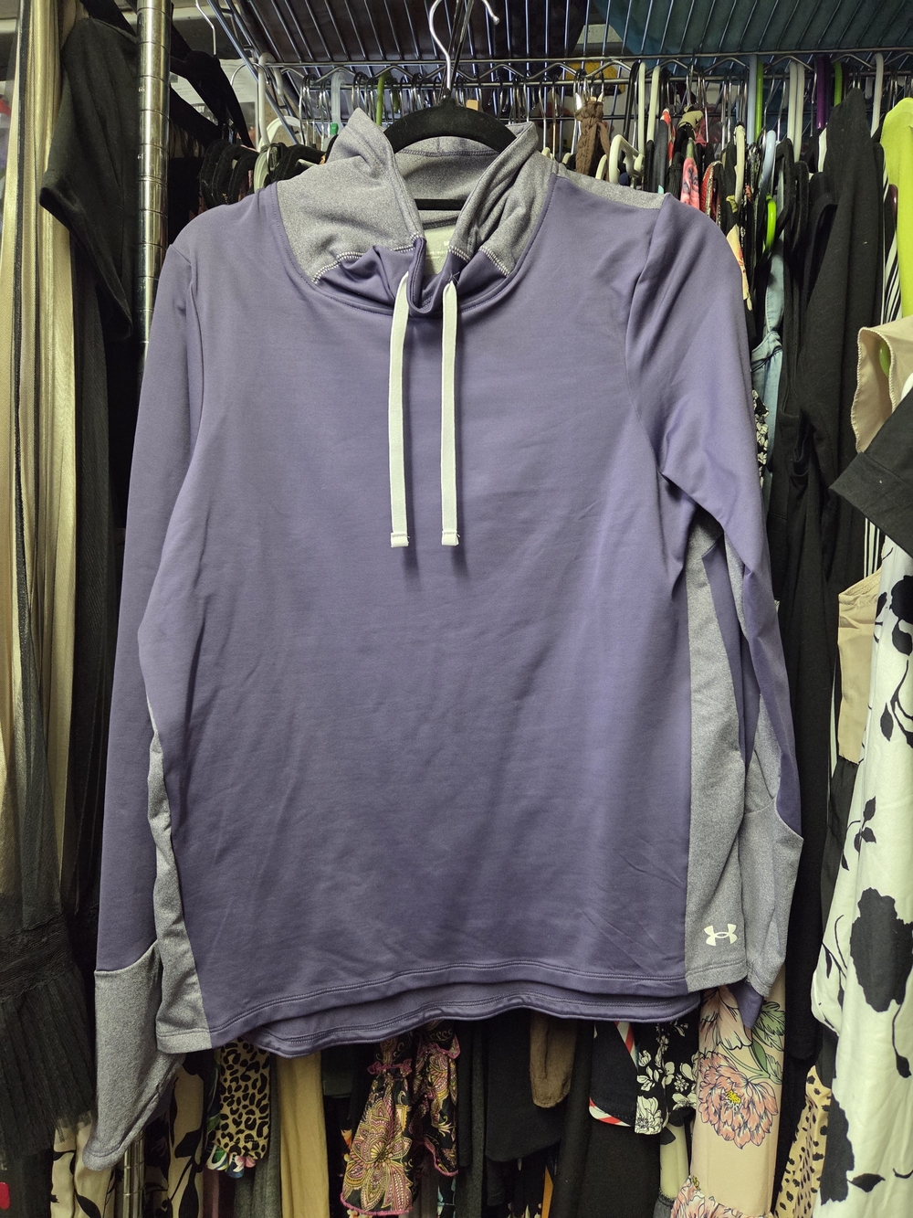 Under Armour Women’s Purple Crewneck Pullover with Gray Trim